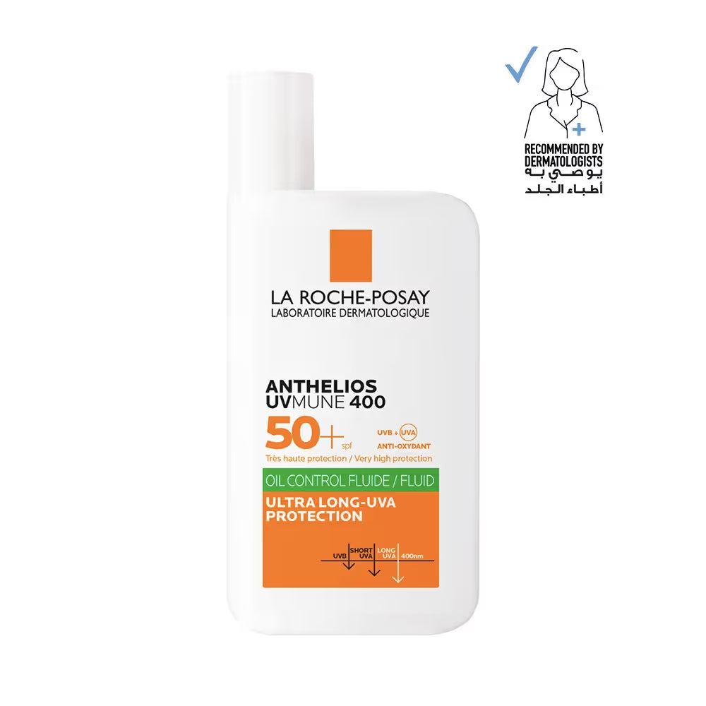 لاروش بوزيه انثيليوس واقي شمس للتحكم بزيوت البشرة يوفي ميون 400 سائل بعامل حماية +50 - 50مل